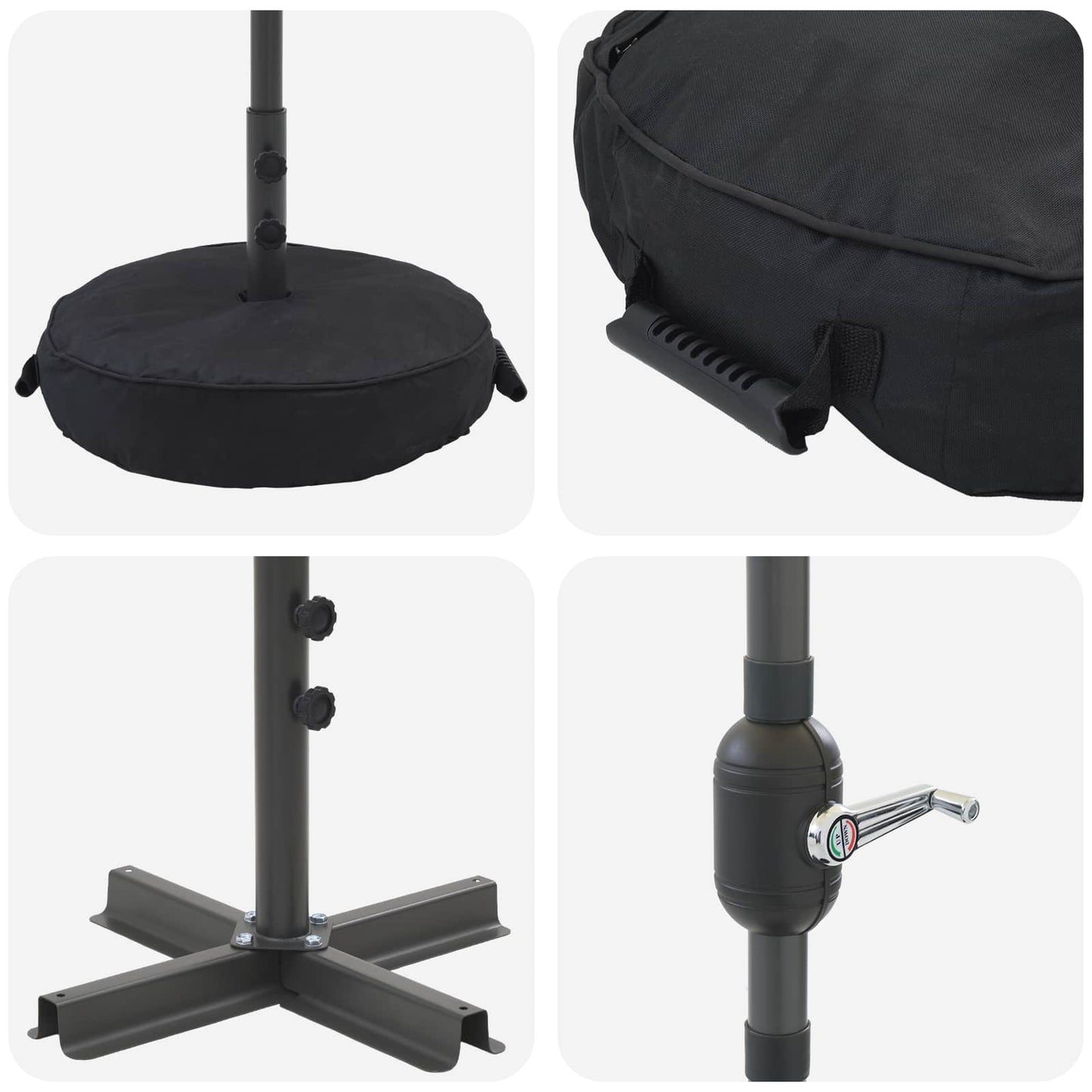 Garden Parasol with LED Lights and Base 200 x 300 cm Polyester