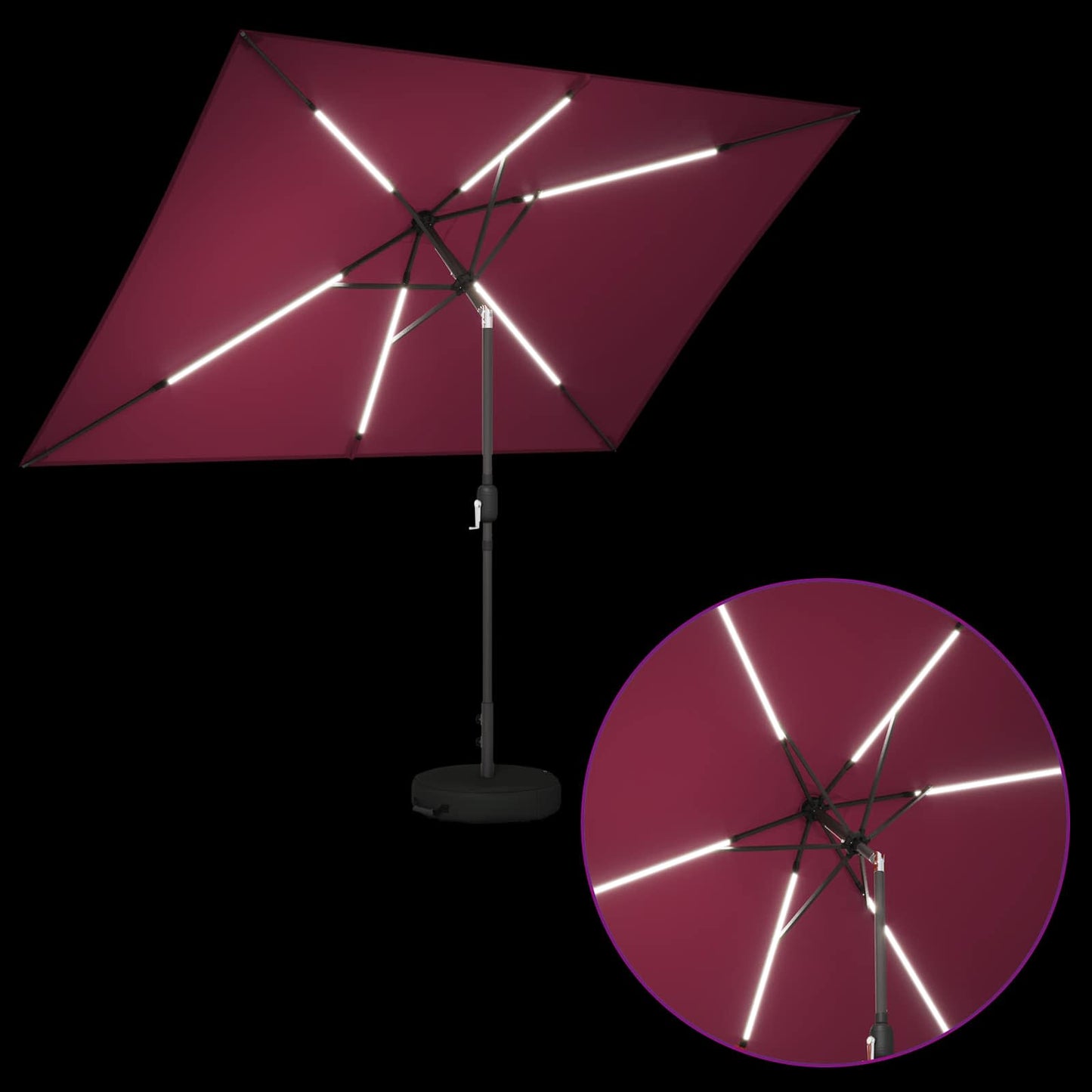 Garden Parasol with LED Lights and Base 200 x 300 cm Polyester