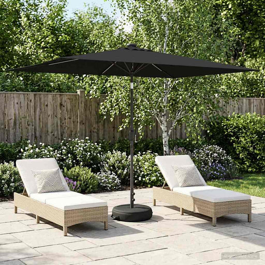 Garden Parasol with LED Lights and Base 200 x 300 cm Polyester
