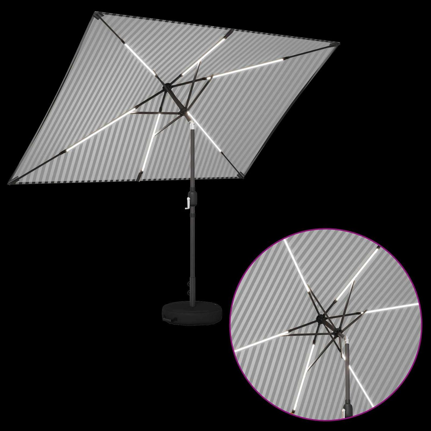 Garden Parasol with LED Lights and Base 200 x 300 cm Polyester