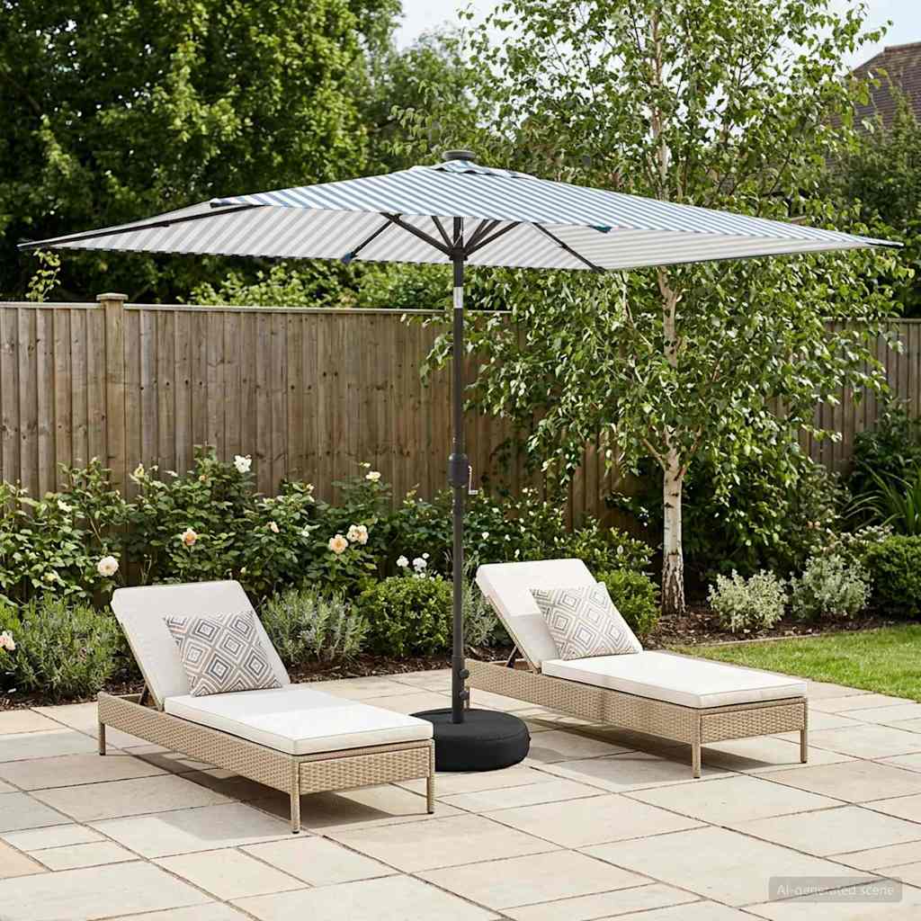 Garden Parasol with LED Lights and Base 200 x 300 cm Polyester