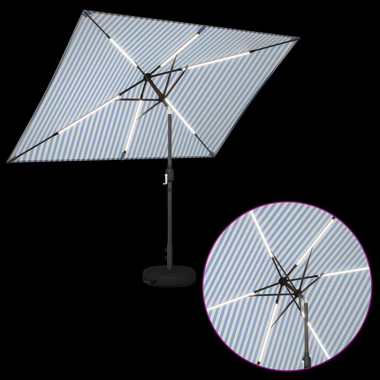 Garden Parasol with LED Lights and Base 200 x 300 cm Polyester