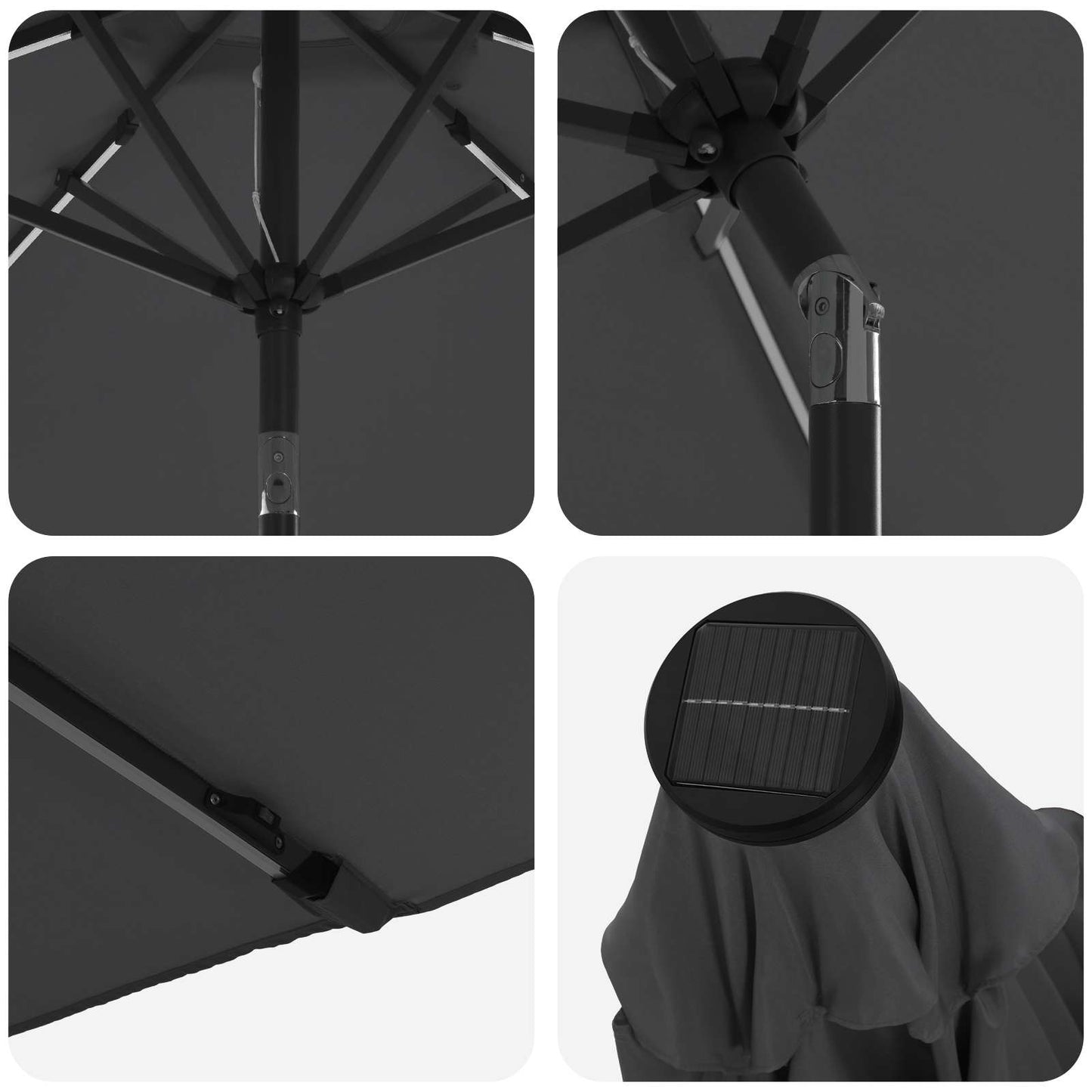 Garden Parasol with LED Lights and Base 230 x 230 cm Polyester