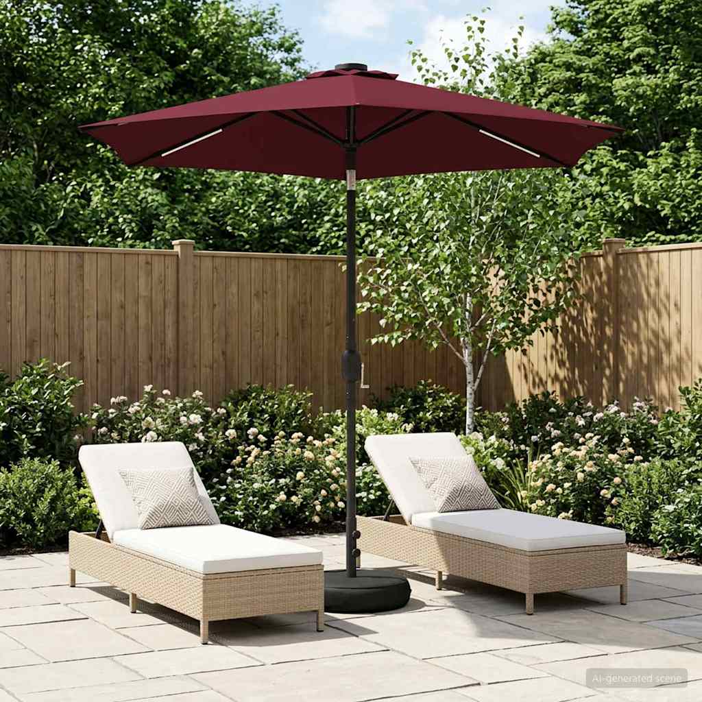 Garden Parasol with LED Lights and Base 230 x 230 cm Polyester