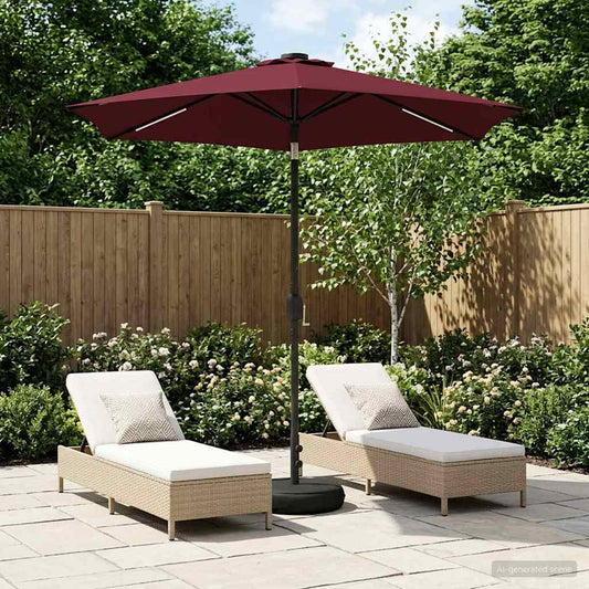 Garden Parasol with LED Lights and Base 230 x 230 cm Polyester