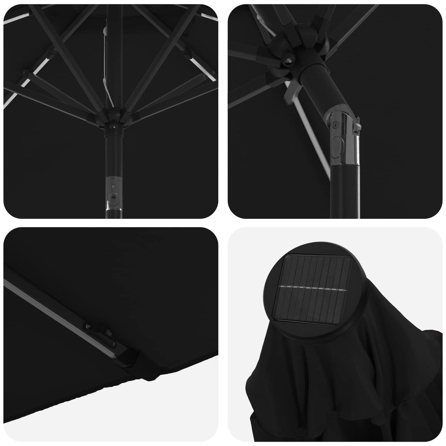 Garden Parasol with LED Lights and Base 230 x 230 cm Polyester