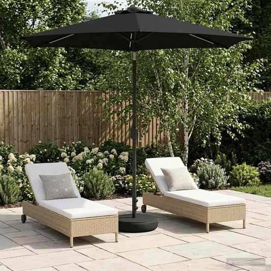 Garden Parasol with LED Lights and Base 230 x 230 cm Polyester