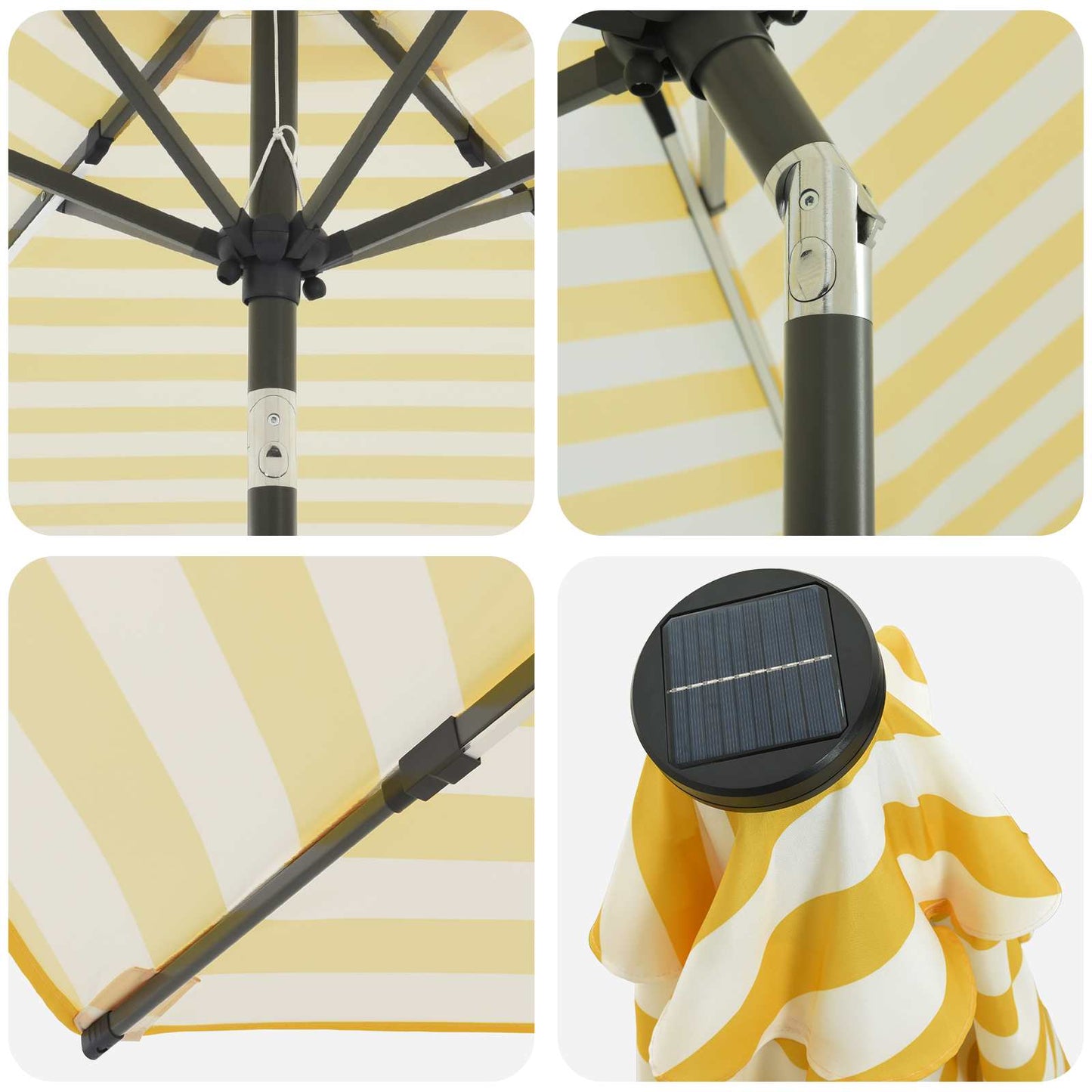 Garden Parasol with LED Lights and Base 230 x 230 cm Polyester