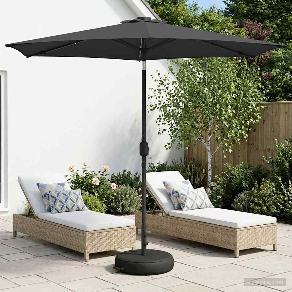 Garden Parasol with LED Lights and Base 270 x 270 cm Polyester