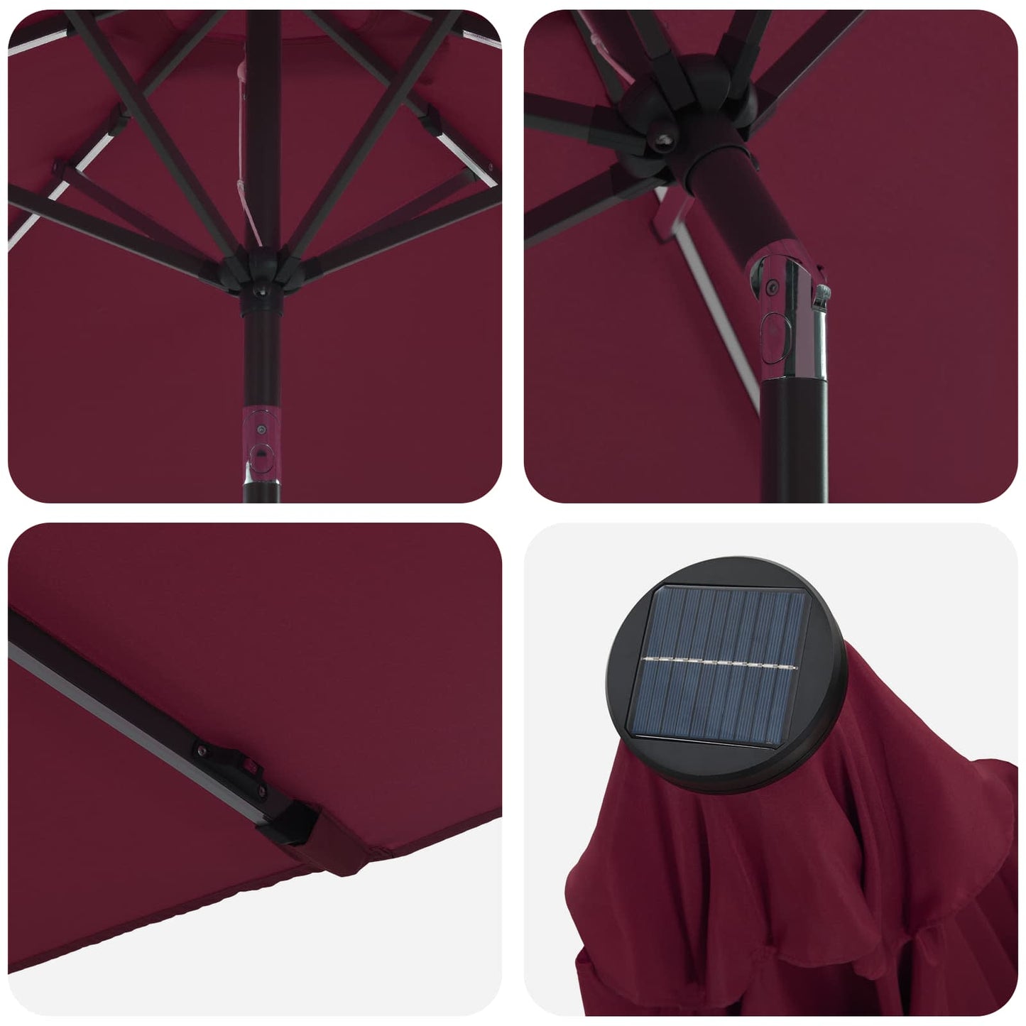 Garden Parasol with LED Lights and Base 270 x 270 cm Polyester