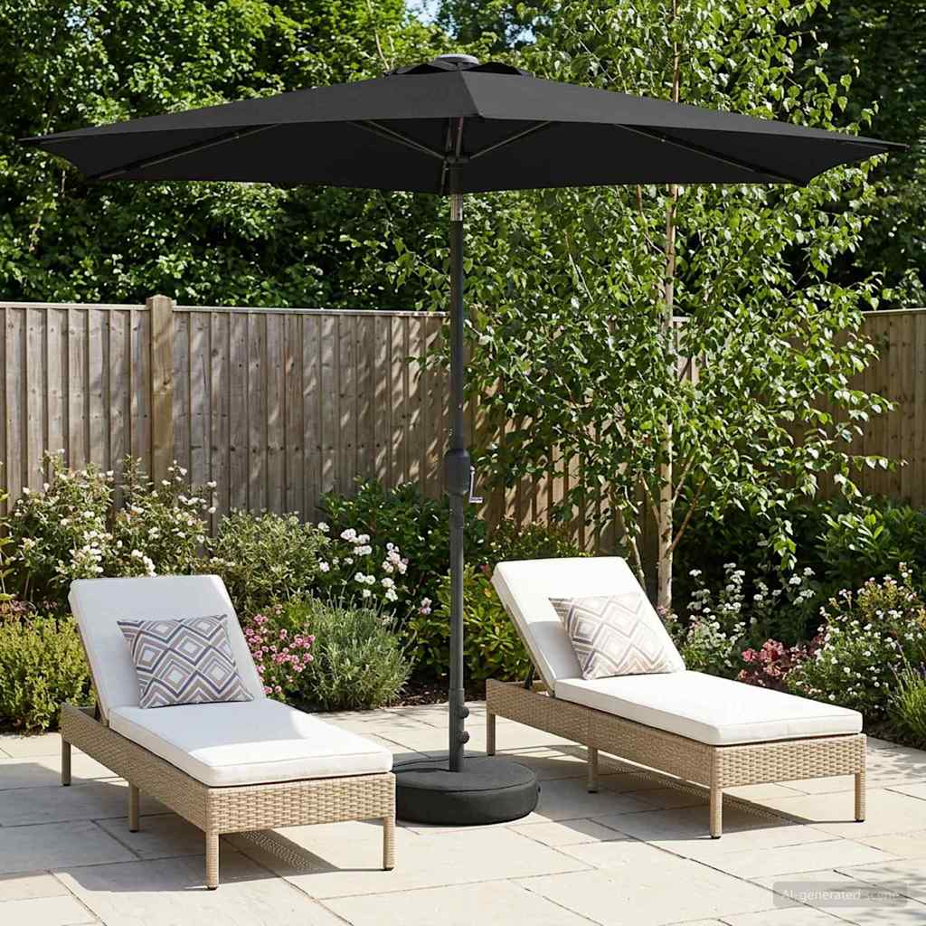 Garden Parasol with LED Lights and Base 270 x 270 cm Polyester