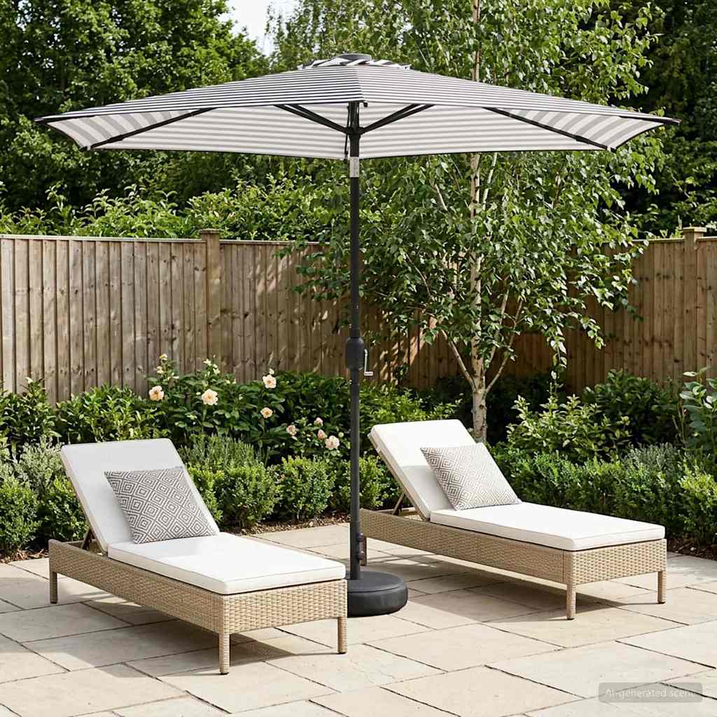 Garden Parasol with LED Lights and Base 270 x 270 cm Polyester