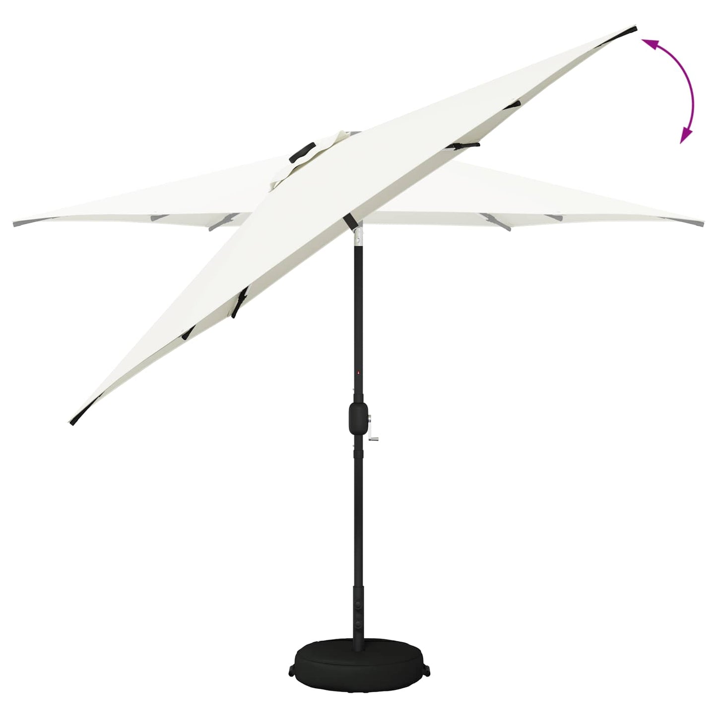 Garden Parasol with LED Lights and Base 300 x 300 cm Polyester