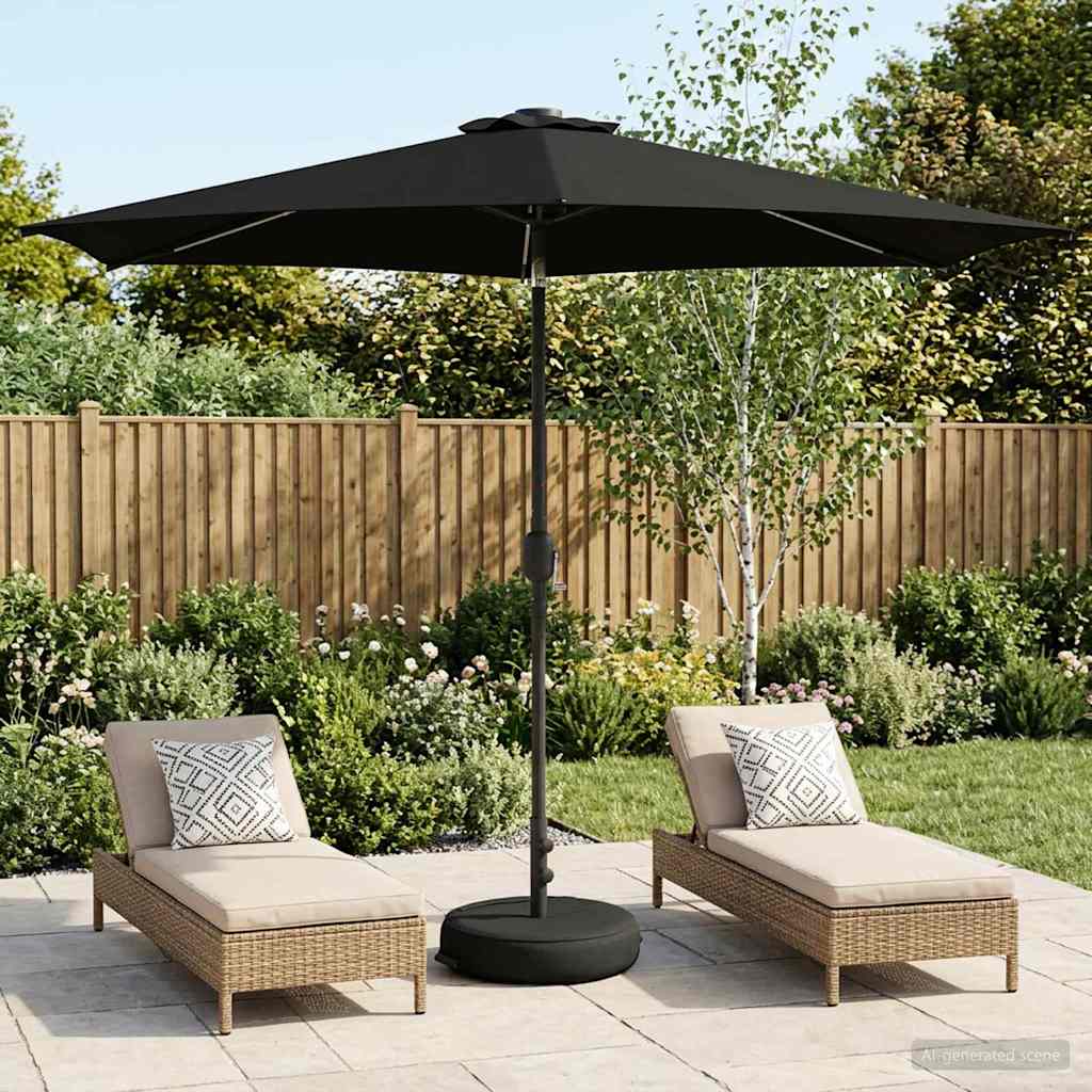Garden Parasol with LED Lights and Base 300 x 300 cm Polyester