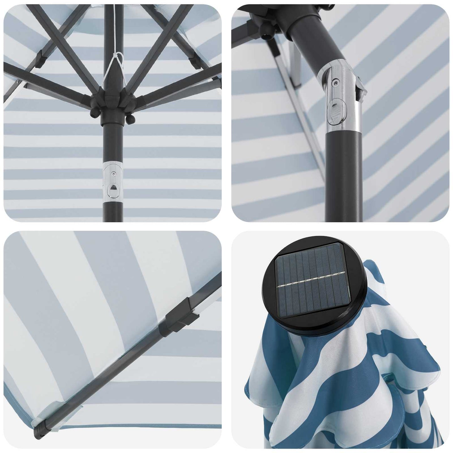 Garden Parasol with LED Lights and Base 300 x 300 cm Polyester