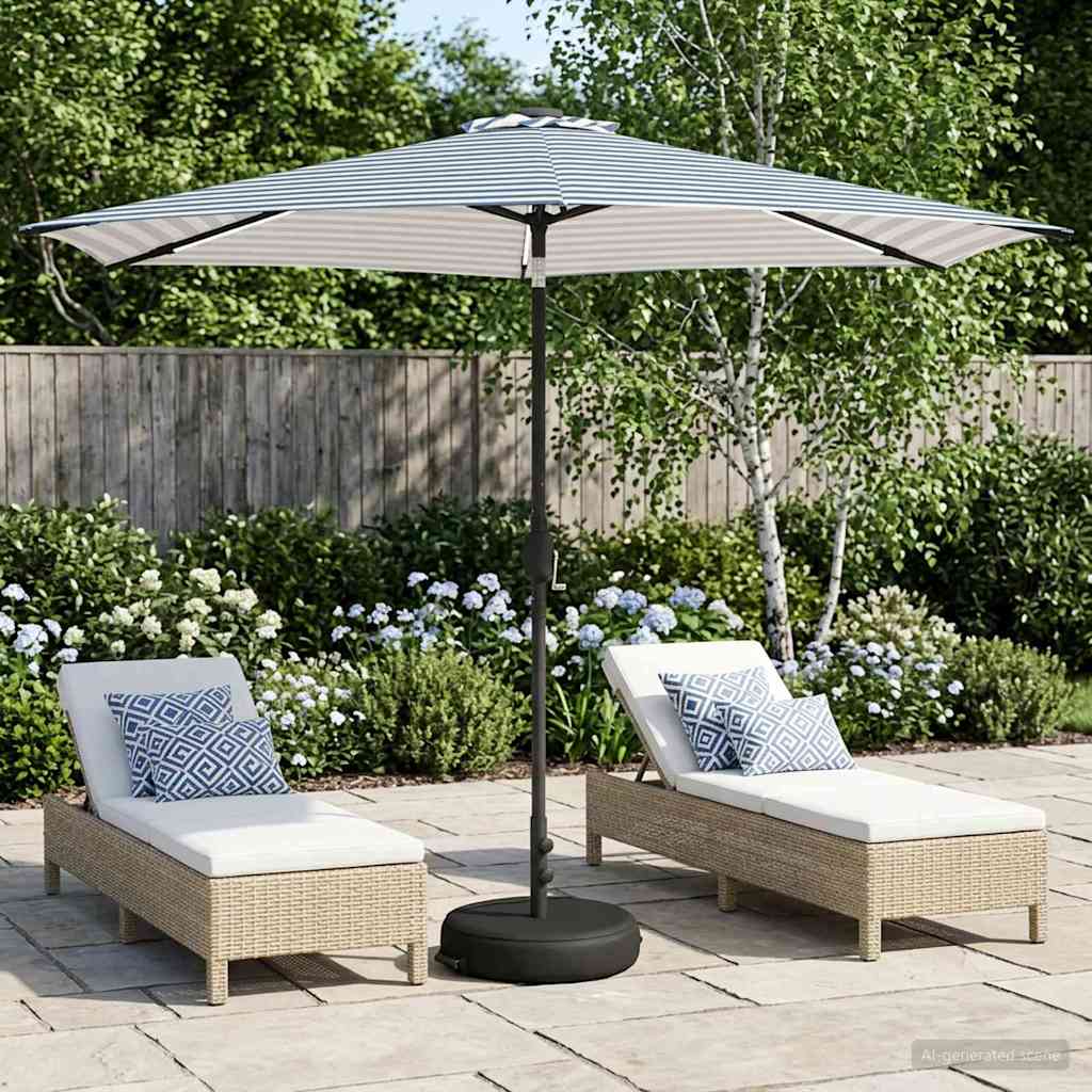 Garden Parasol with LED Lights and Base 300 x 300 cm Polyester