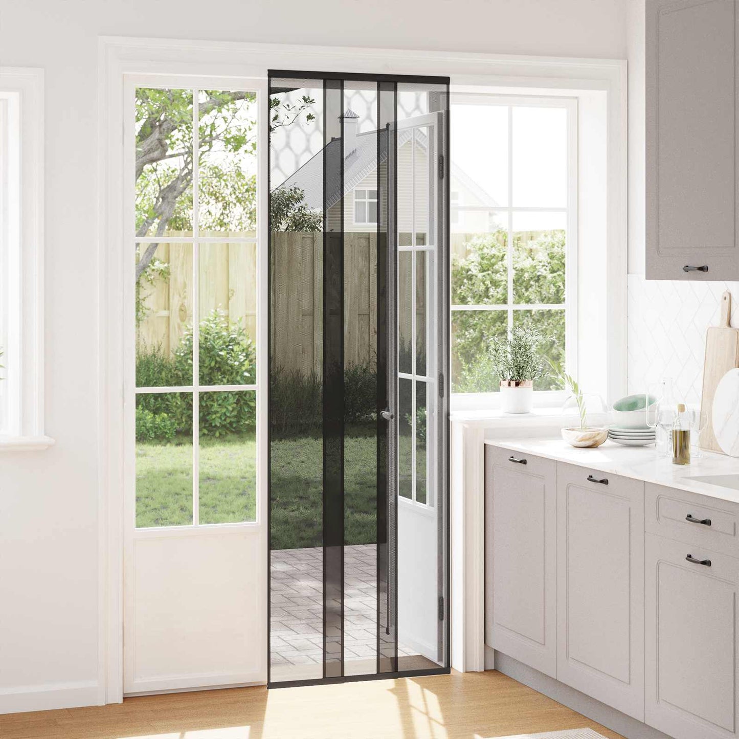 Insect Door Screen with Mesh Curtain Black 70 x 220 cm