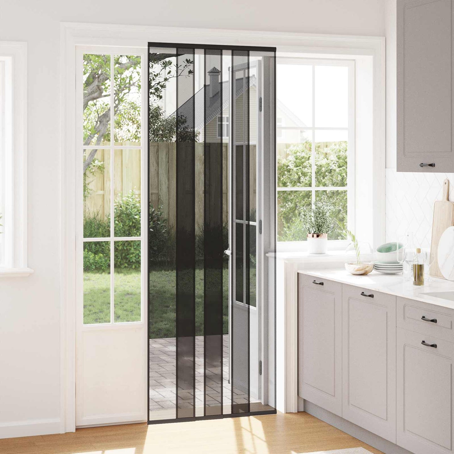 Insect Door Screen with Mesh Curtain Black 80 x 220 cm