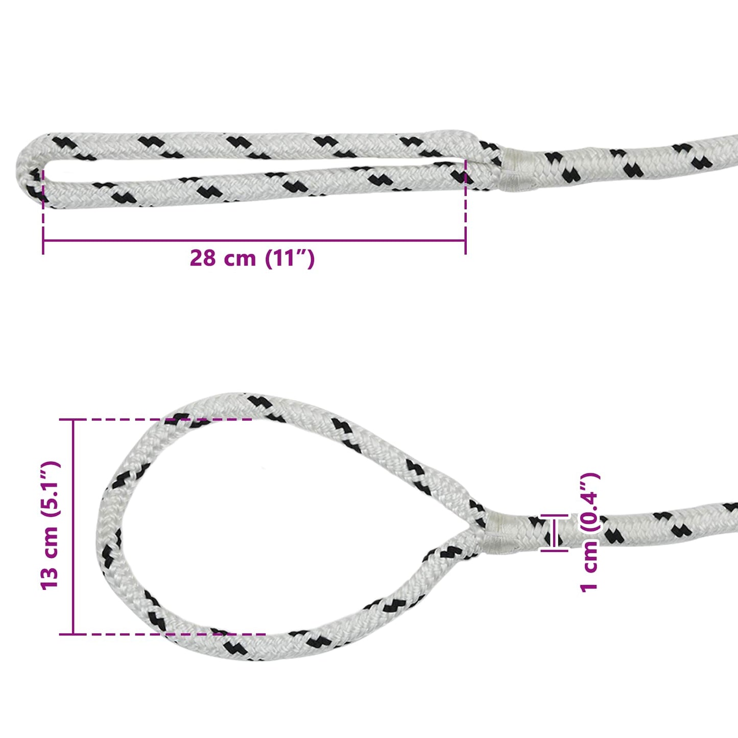 Boat Rope 6 m 1 White and Black Polyester