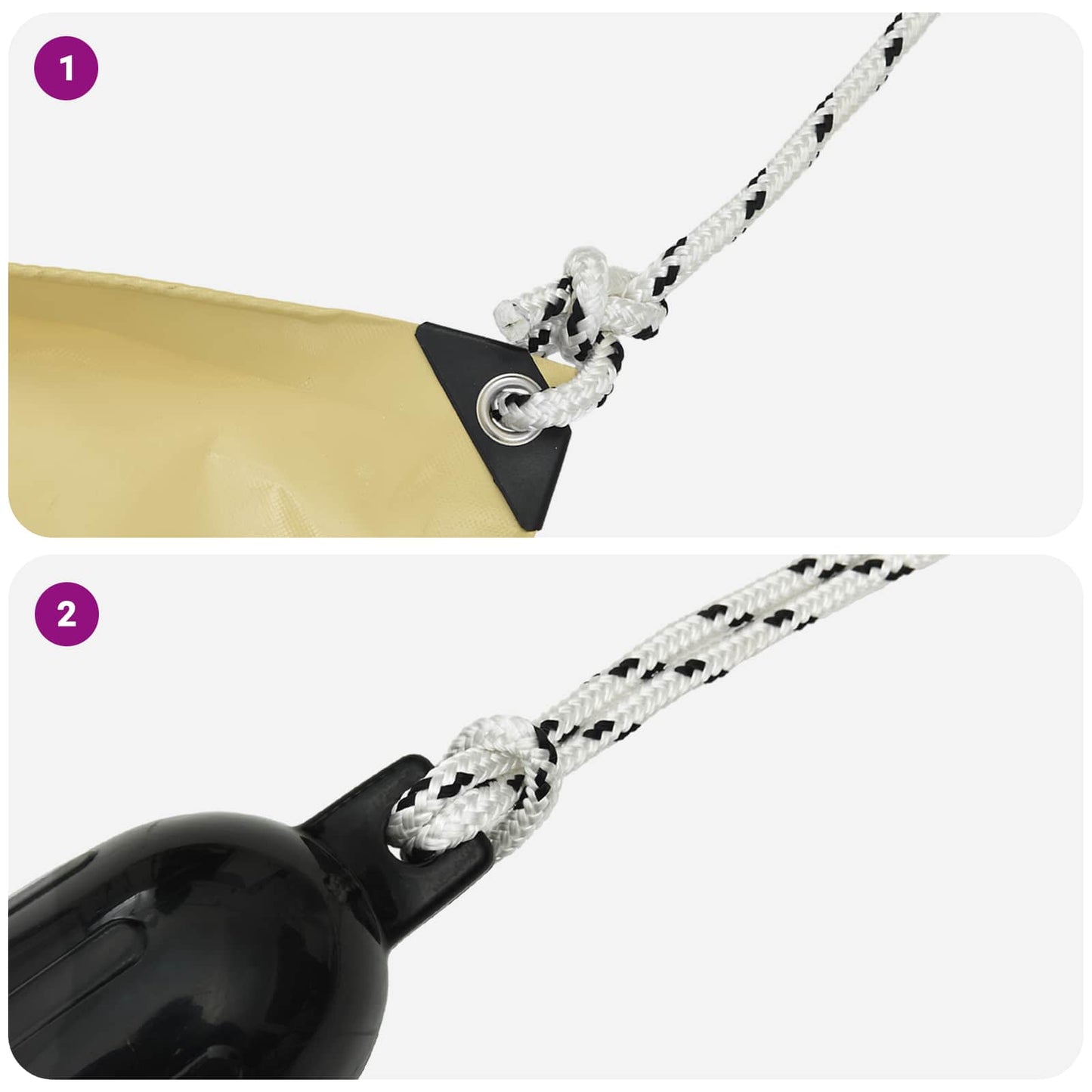 Boat Rope 9 m 1 White and Black Polyester