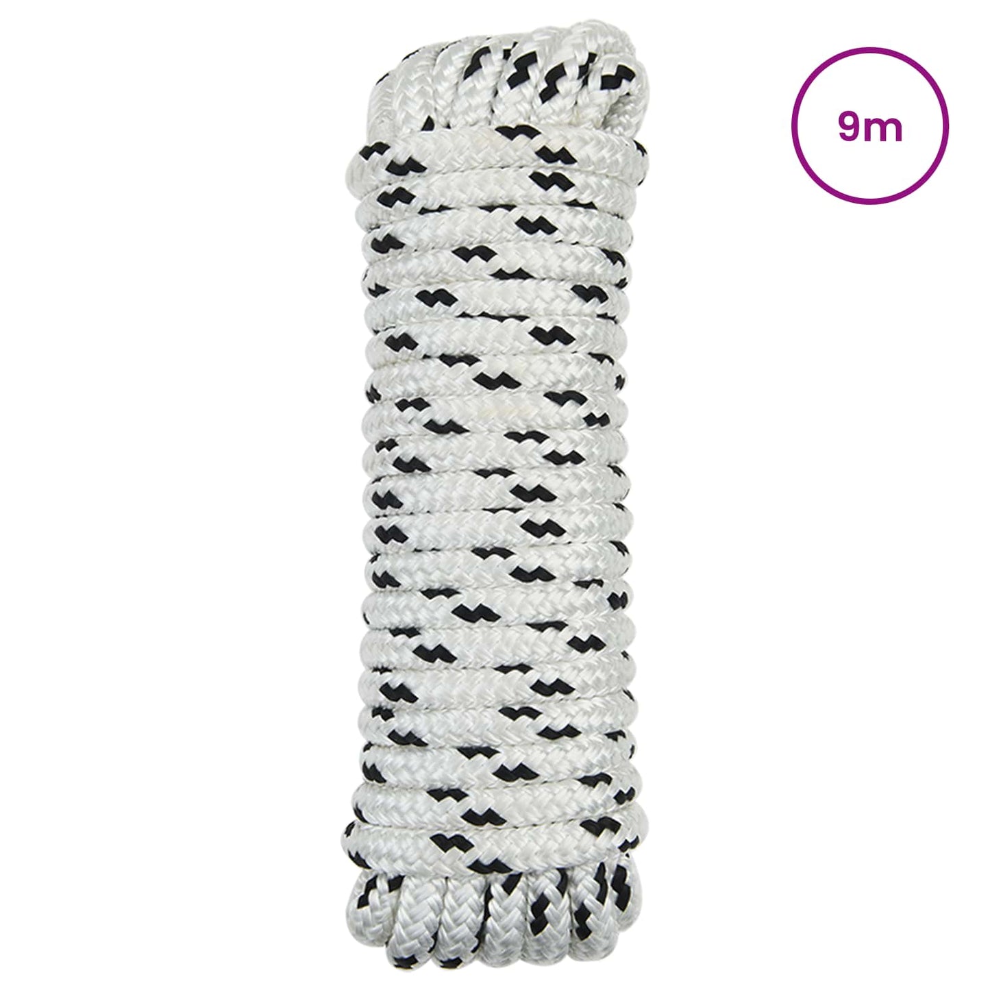 Boat Rope 9 m 1.2 White and Black Polyester