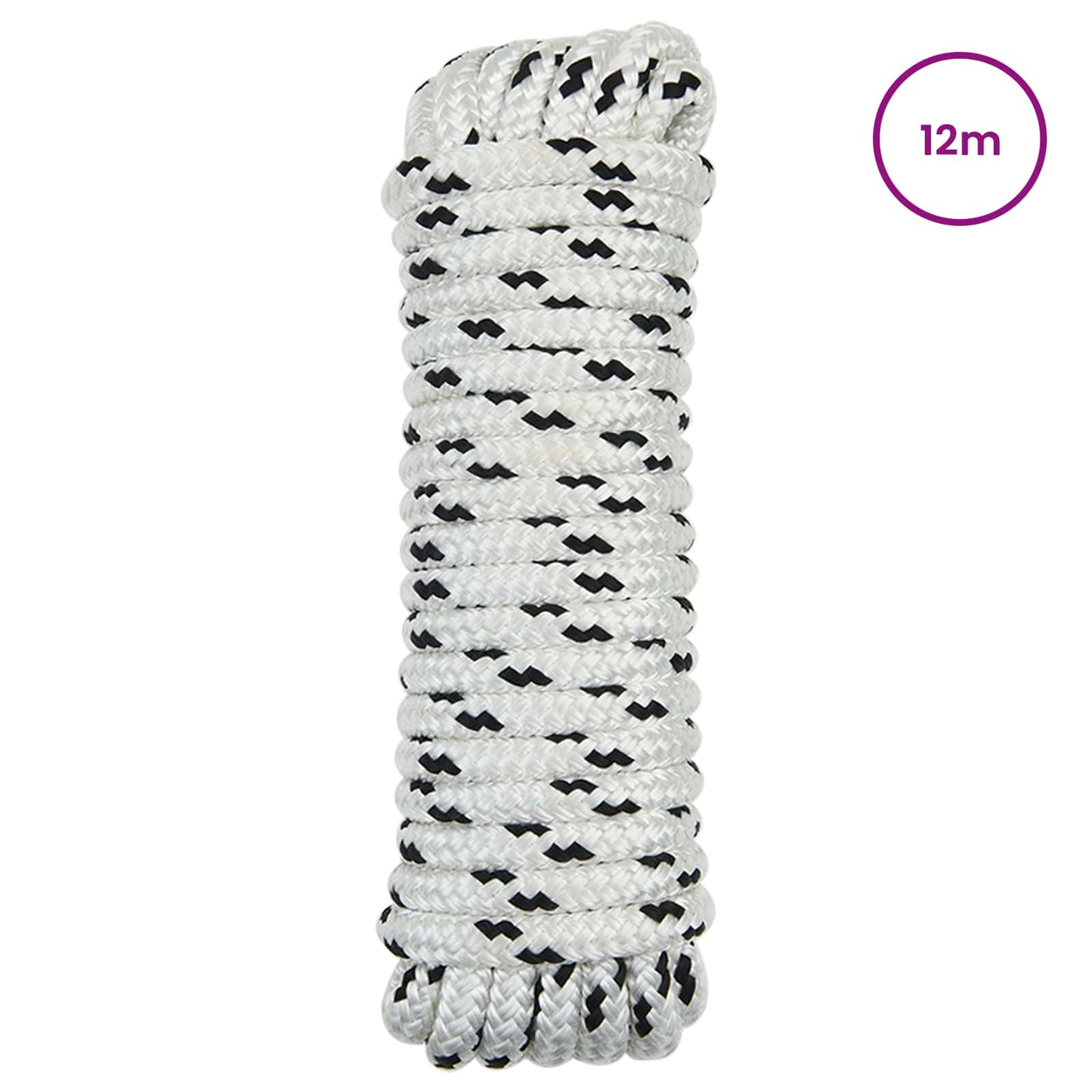 Boat Rope 12 m 1.4 White and Black Polyester