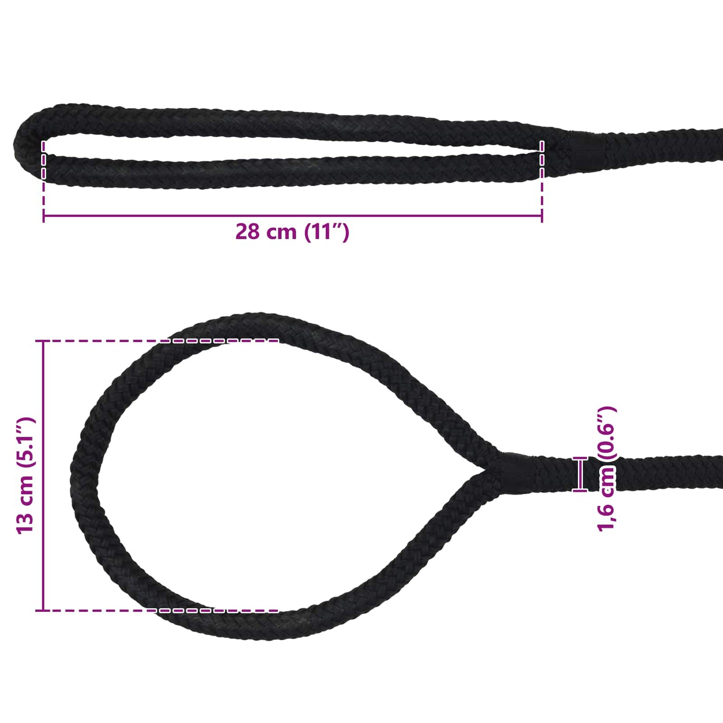 Boat Rope 9 m 1.6 Black Polyester