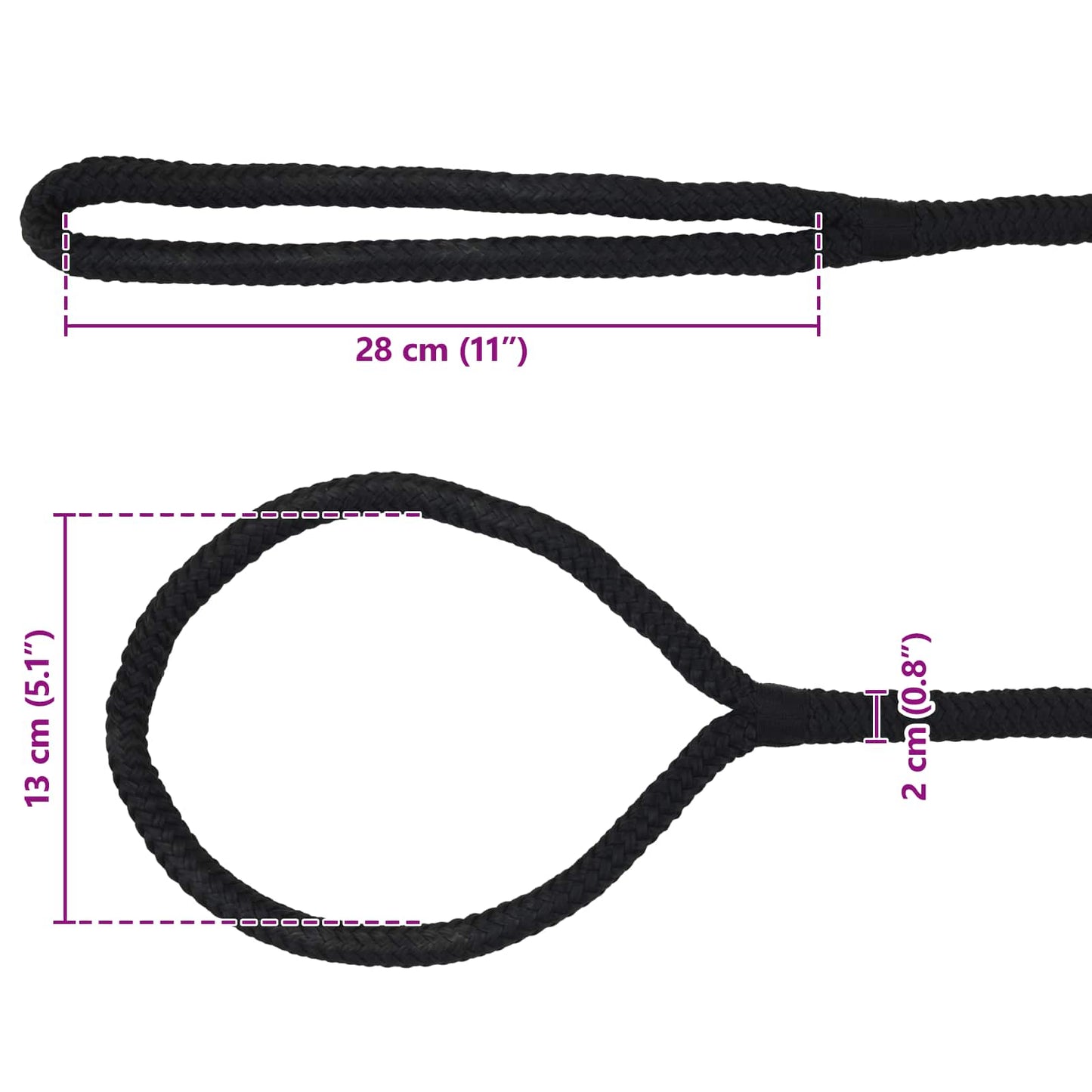 Boat Rope 6 m 2 Black Polyester