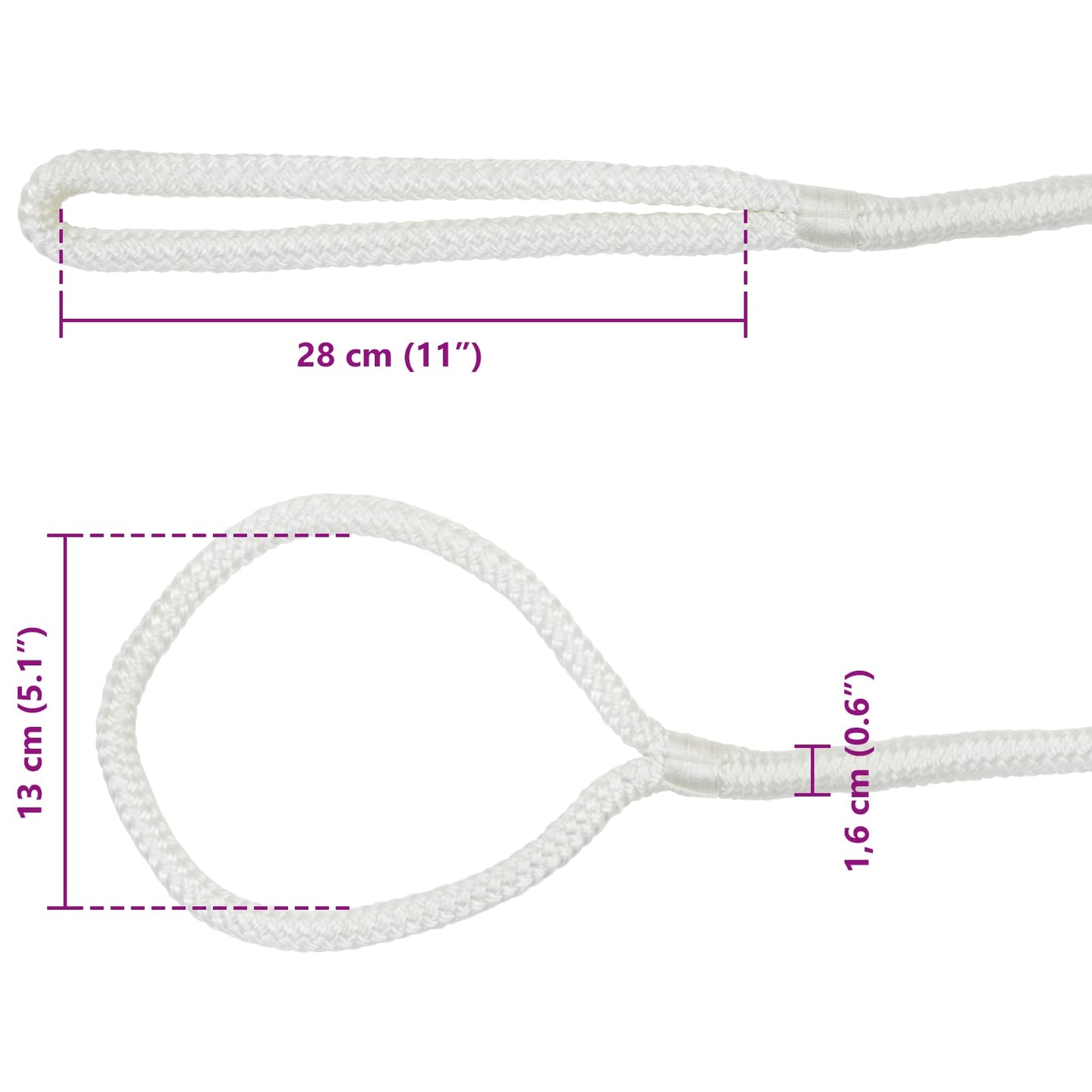 Boat Rope 6 m 1.6 White Polyester