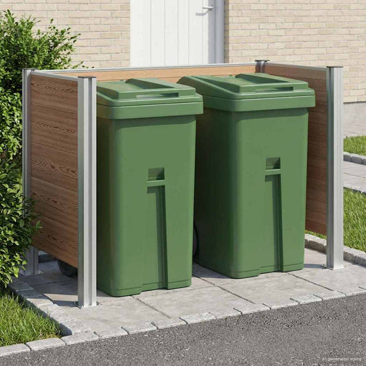 Garbage Bin Fence Brown 161 x 85 x 115 cm Aluminium and WPC