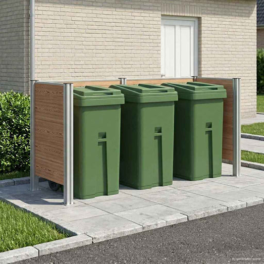Garbage Bin Fence Brown 237 x 85 x 115 cm Aluminium and WPC