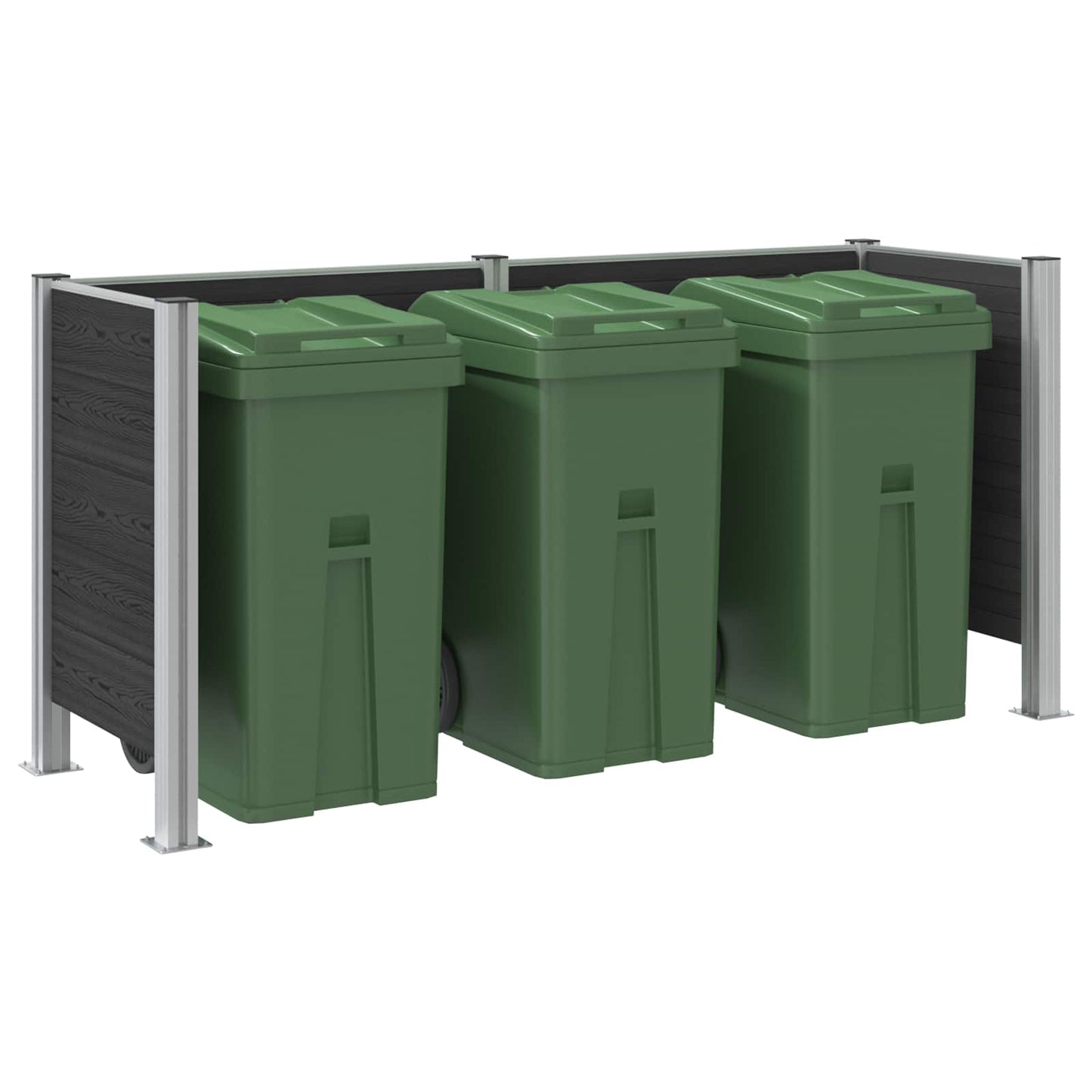 Garbage Bin Fence Grey 237 x 85 x 115 cm Aluminium and WPC