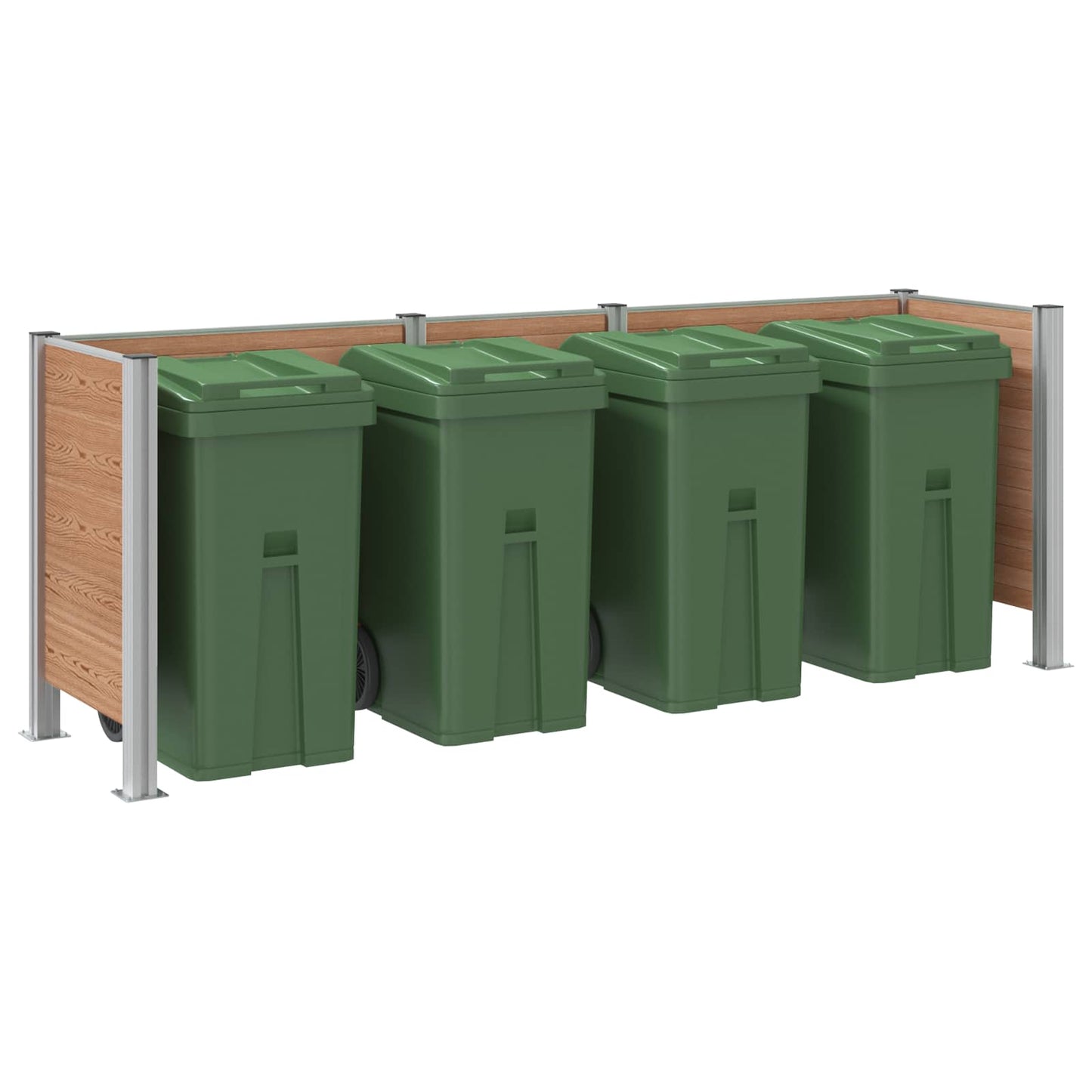 Garbage Bin Fence Brown 315 x 85 x 115 cm Aluminium and WPC