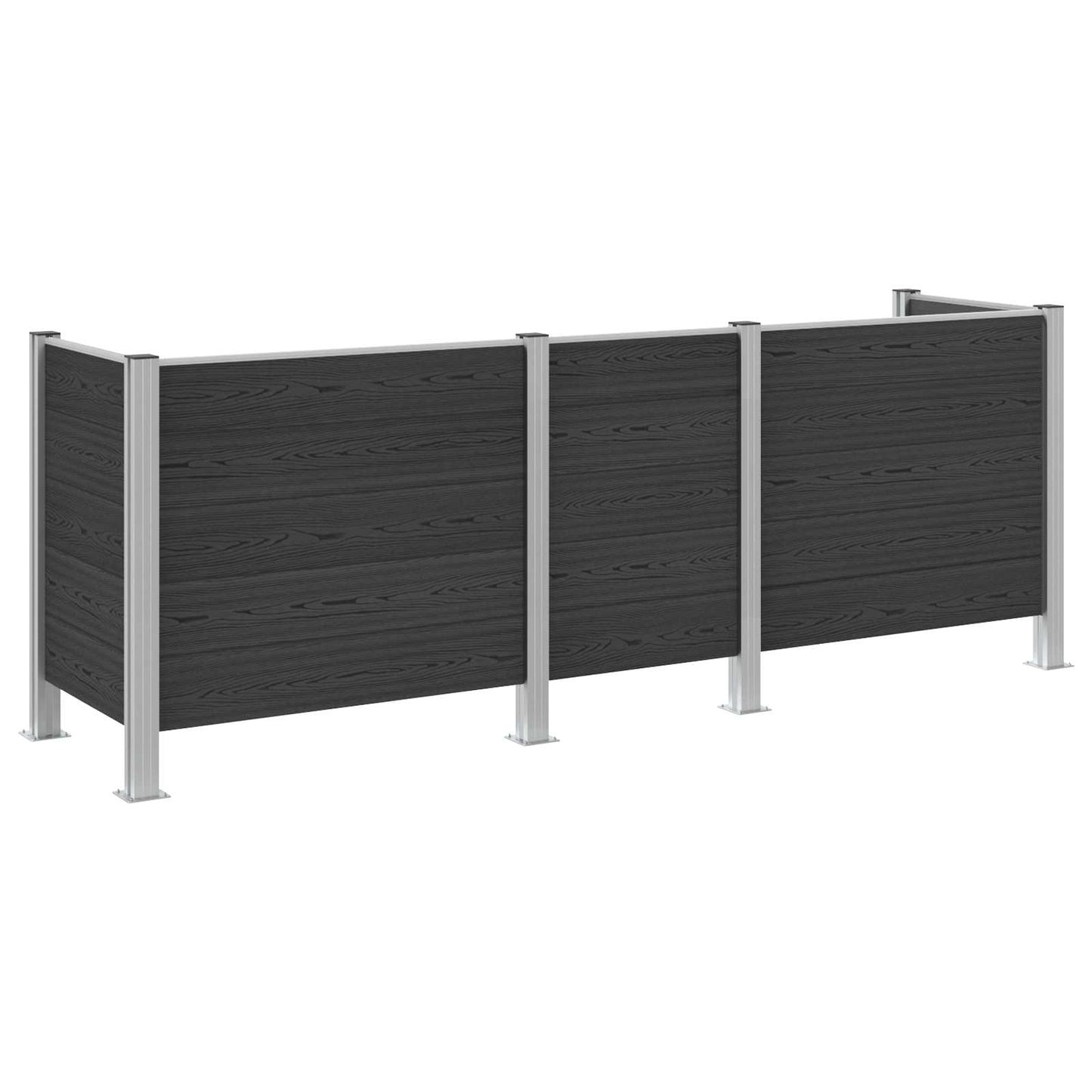 Garbage Bin Fence Grey 315 x 85 x 115 cm Aluminium and WPC