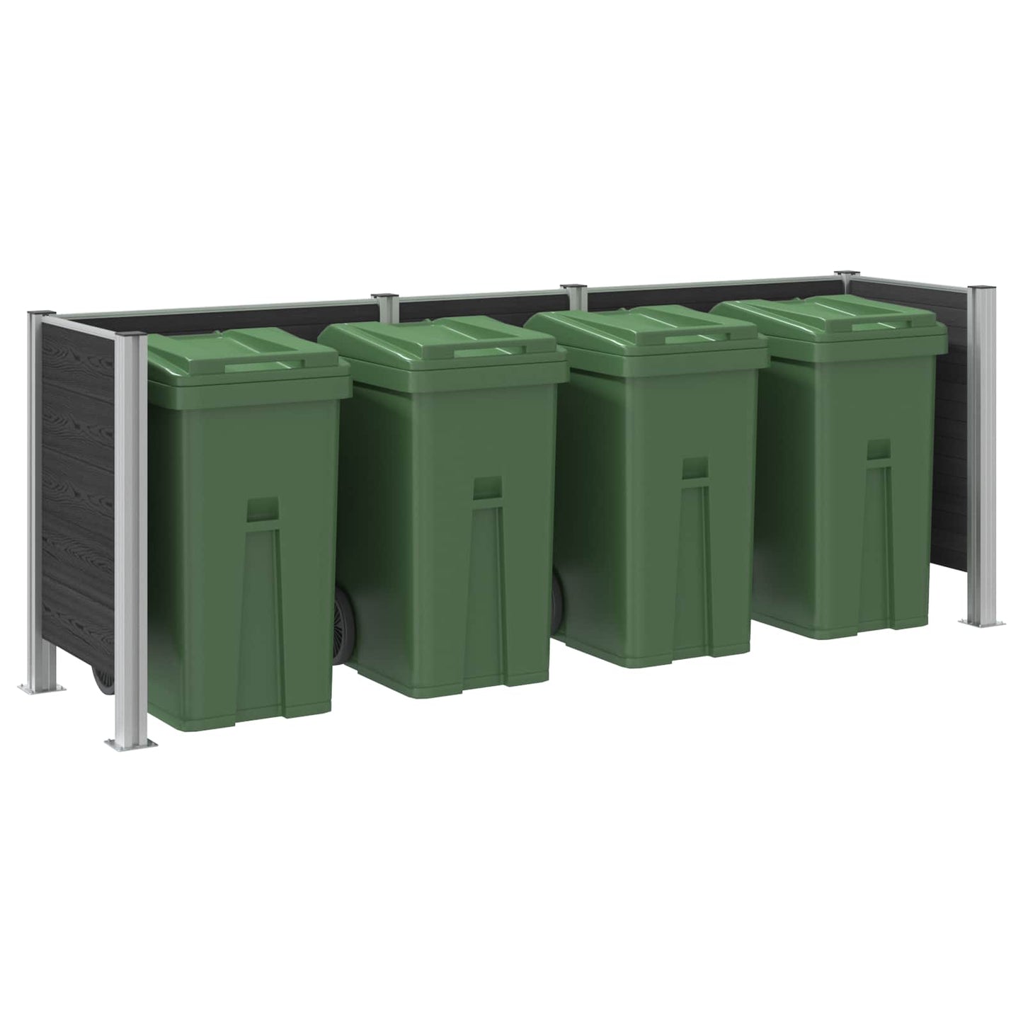 Garbage Bin Fence Grey 315 x 85 x 115 cm Aluminium and WPC