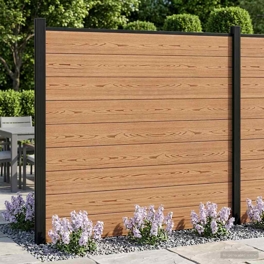 Fence Set 175 x 186 cm WPC and Aluminium Brown