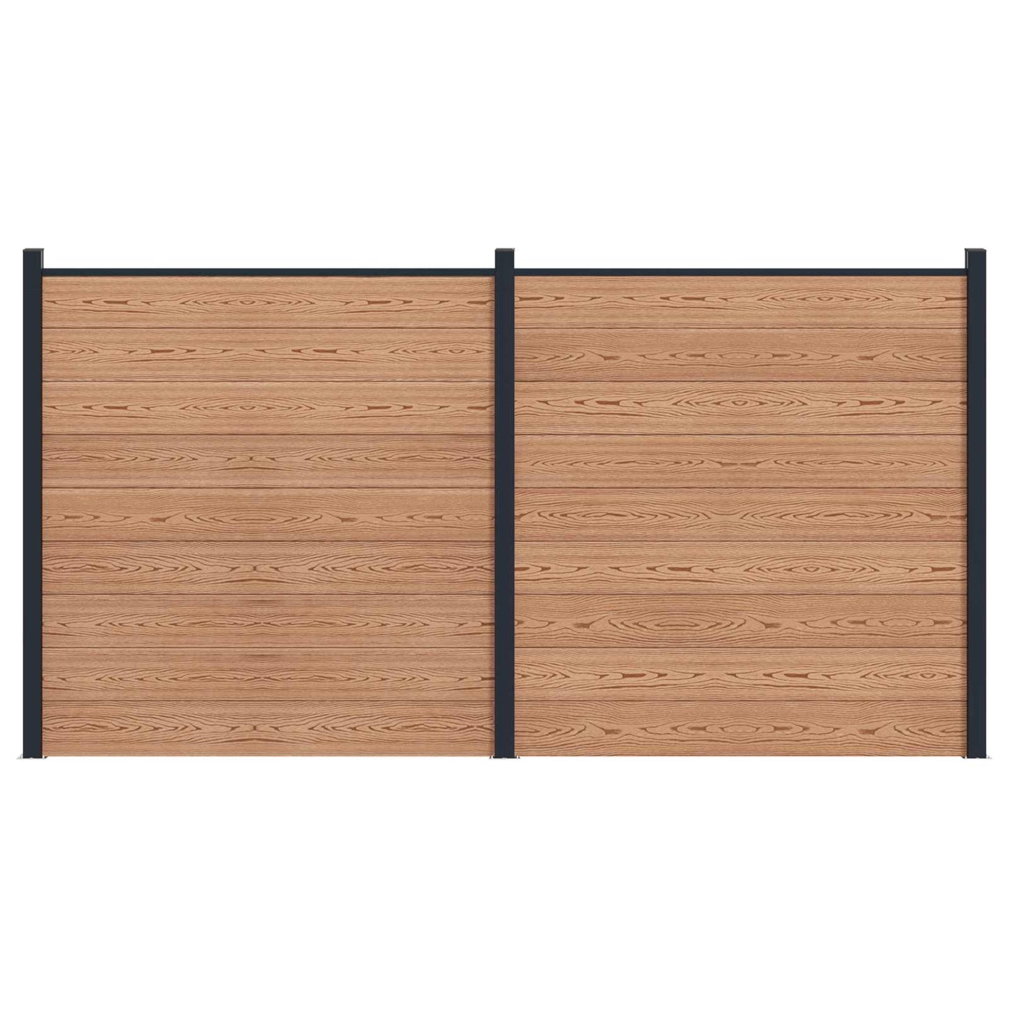 Fence Panel 2 pcs WPC and Aluminium Brown