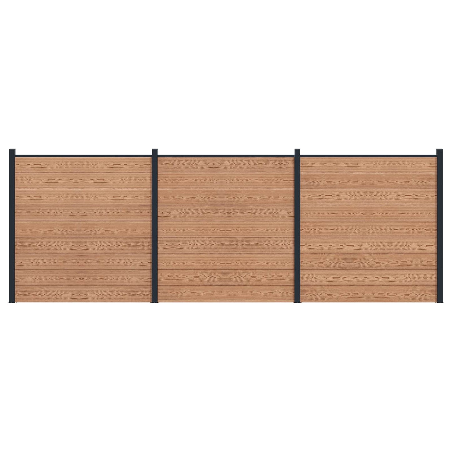 Fence Panel 3 pcs WPC and Aluminium Brown