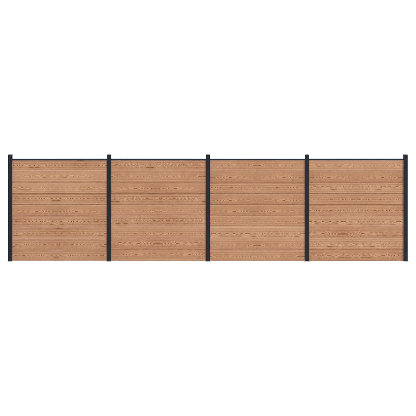 Fence Panel 4 pcs WPC and Aluminium Brown