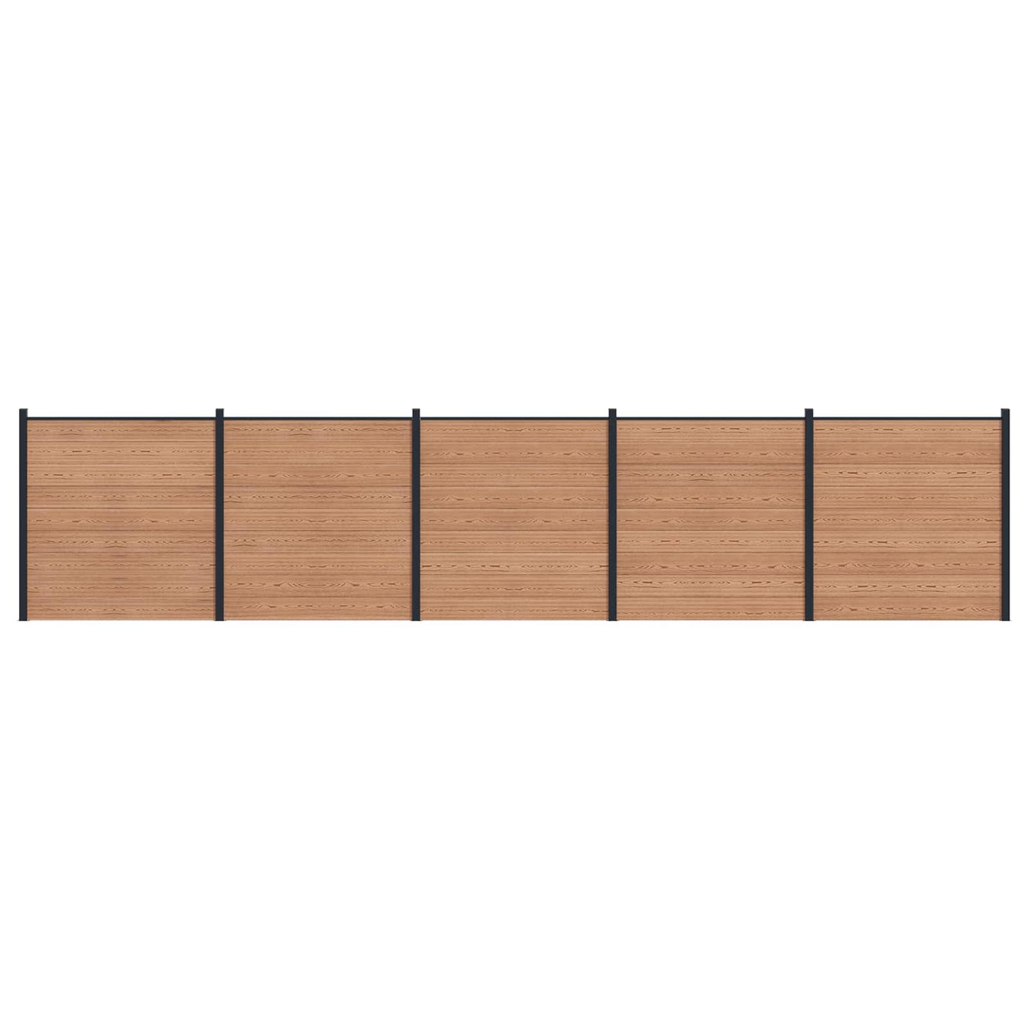 Fence Panel 5 pcs WPC and Aluminium Brown