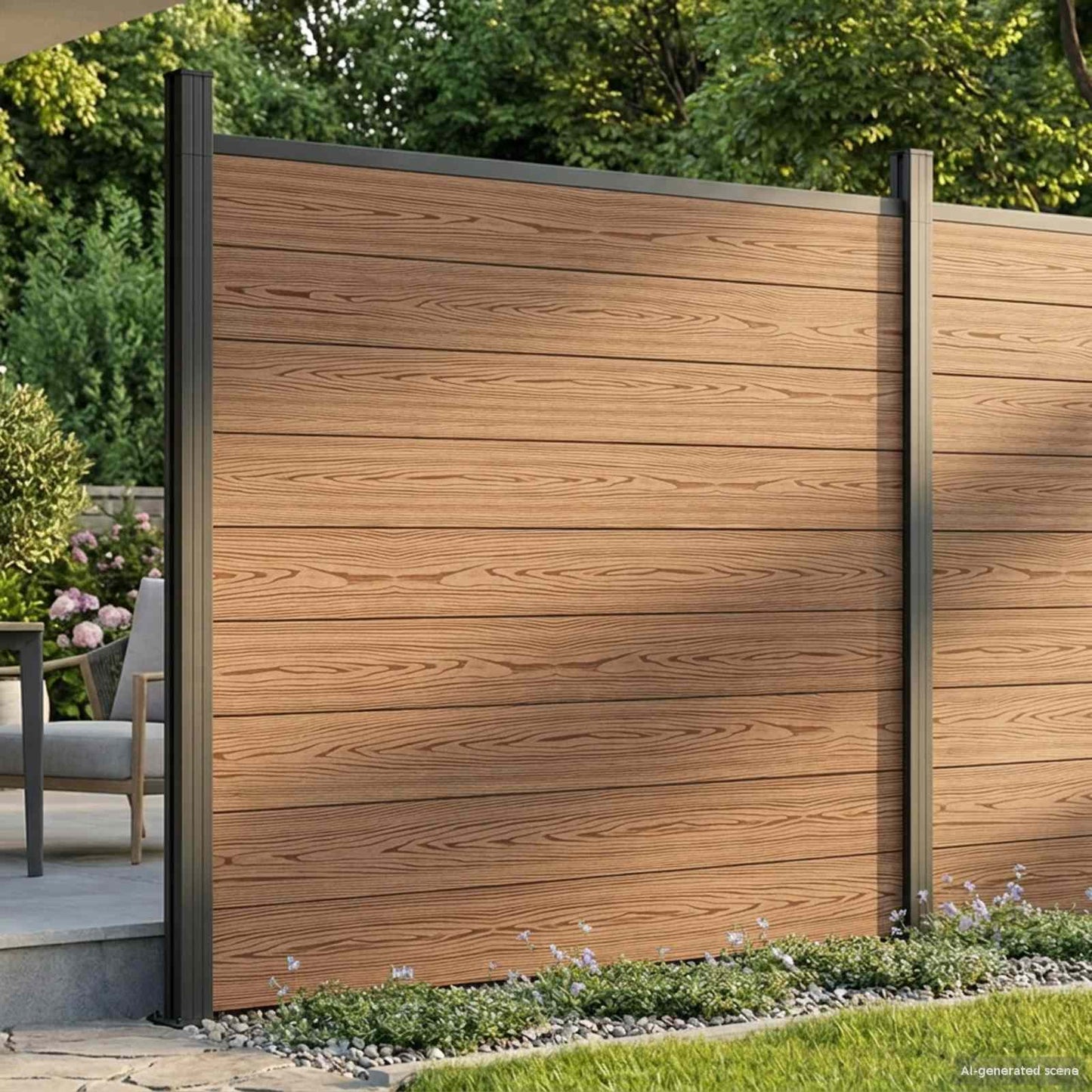Fence Set 6 pcs 1045 x 186 cm WPC and Aluminium Brown