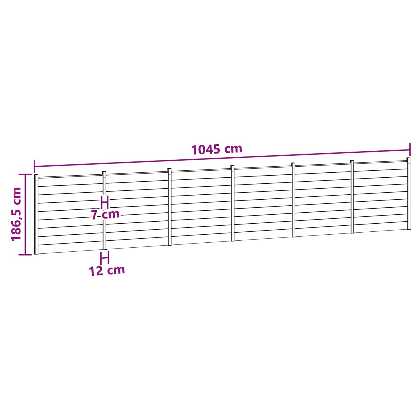Fence Set 6 pcs 1045 x 186 cm WPC and Aluminium Brown
