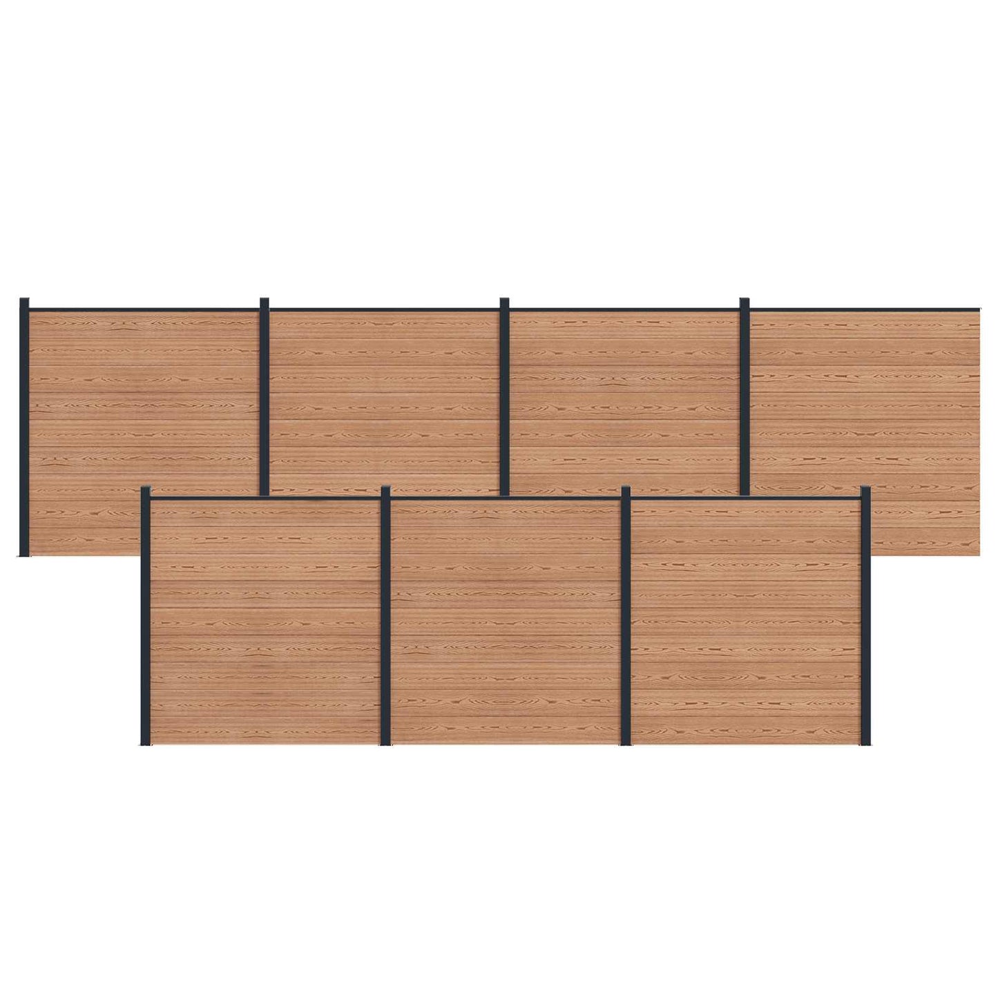 Fence Panel 7 pcs WPC and Aluminium Brown