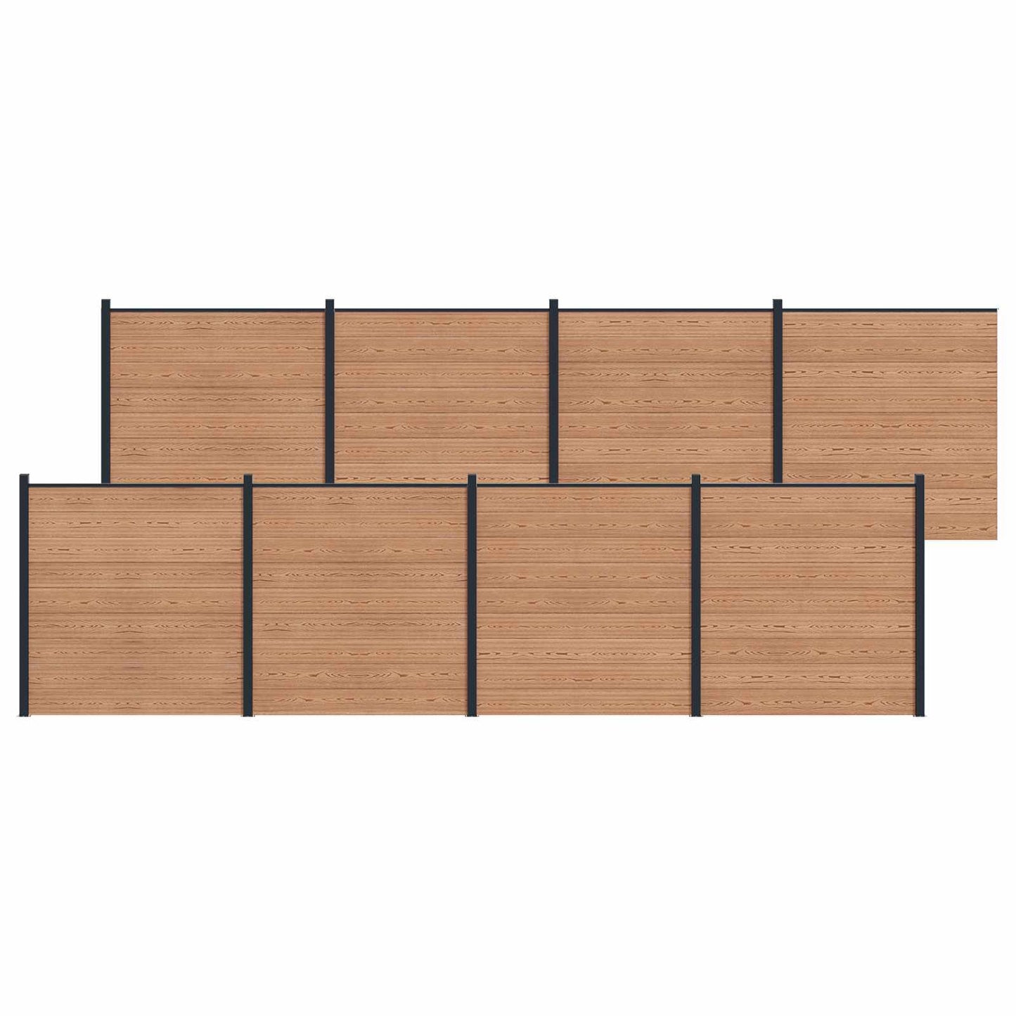 Fence Panel 8 pcs WPC and Aluminium Brown