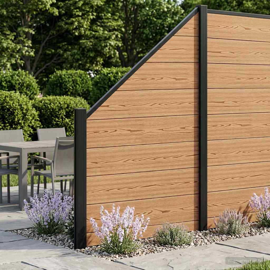 Fence Set 95 x 180 cm WPC and Aluminium Brown