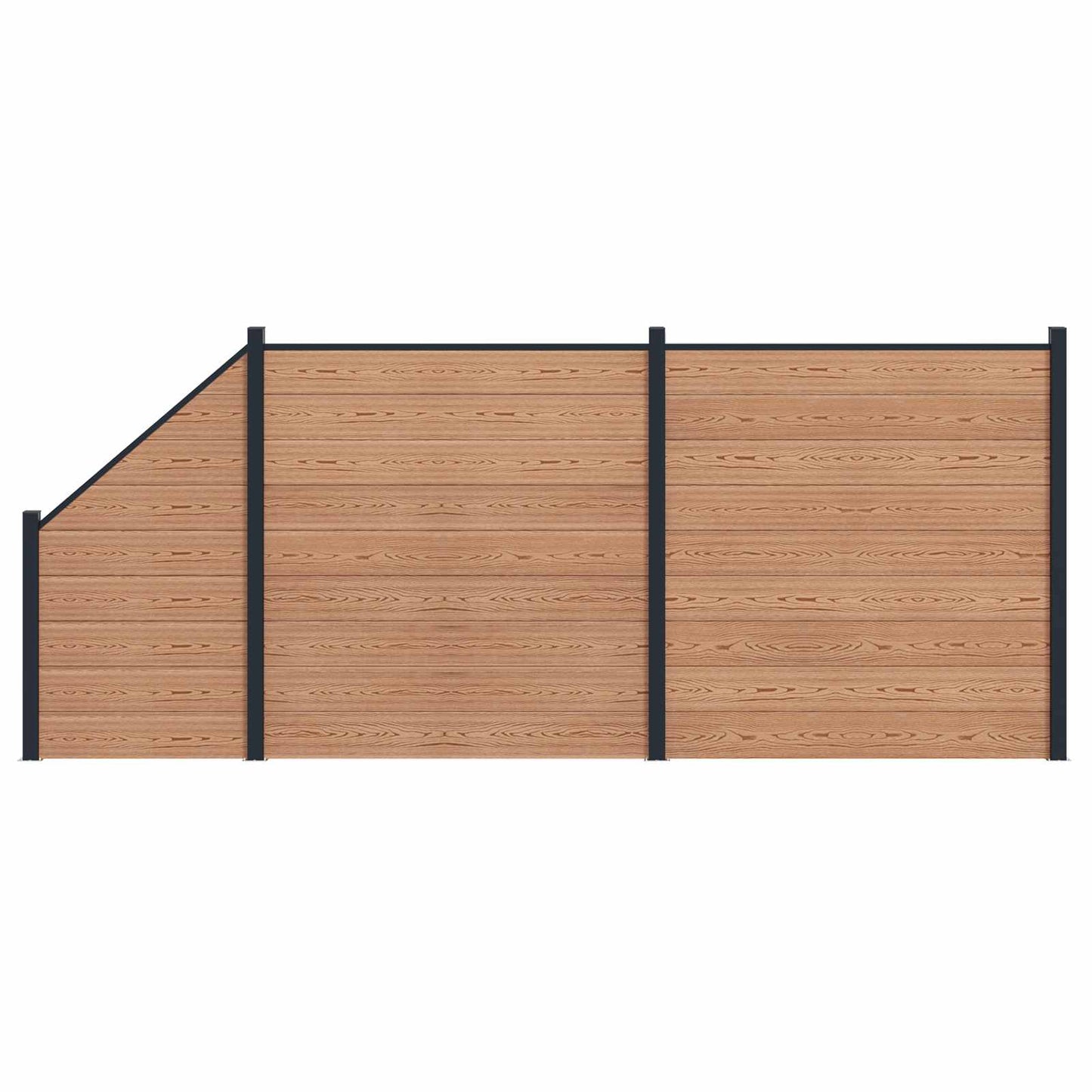 Fence Panel 3 pcs WPC and Aluminium Brown