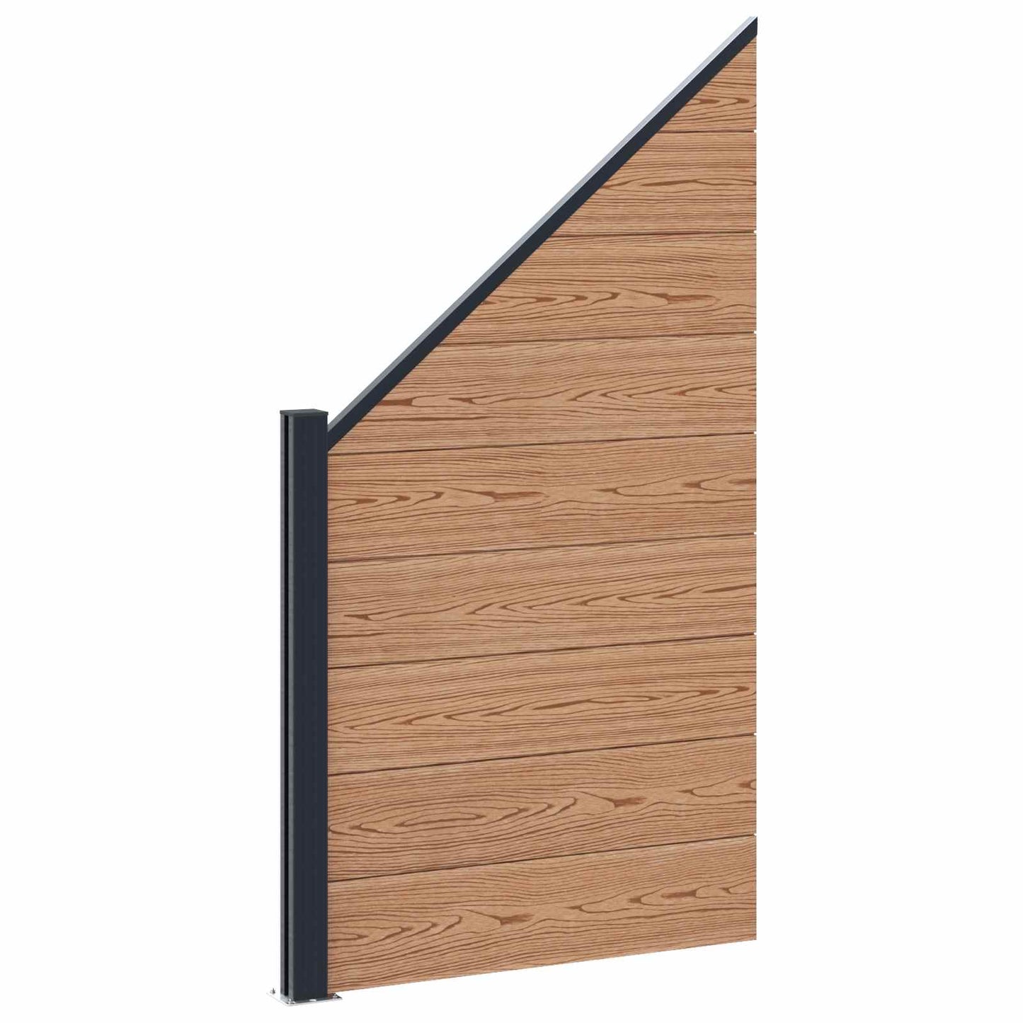 Fence Panel 3 pcs WPC and Aluminium Brown