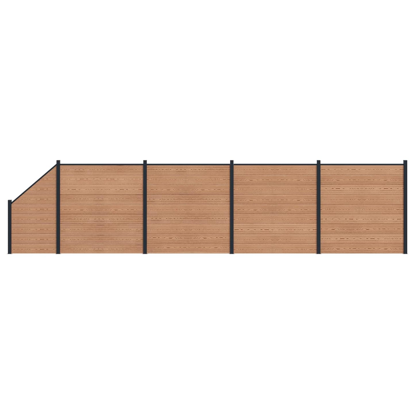Fence Panel 5 pcs WPC and Aluminium Brown