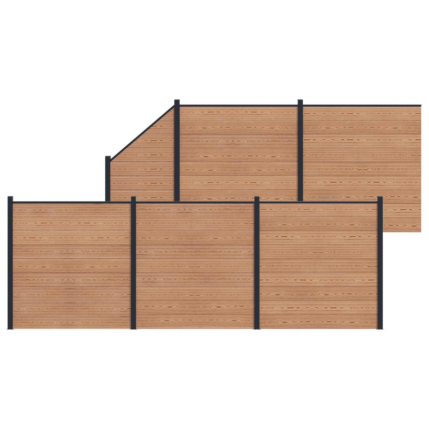 Fence Panel 6 pcs WPC and Aluminium Brown