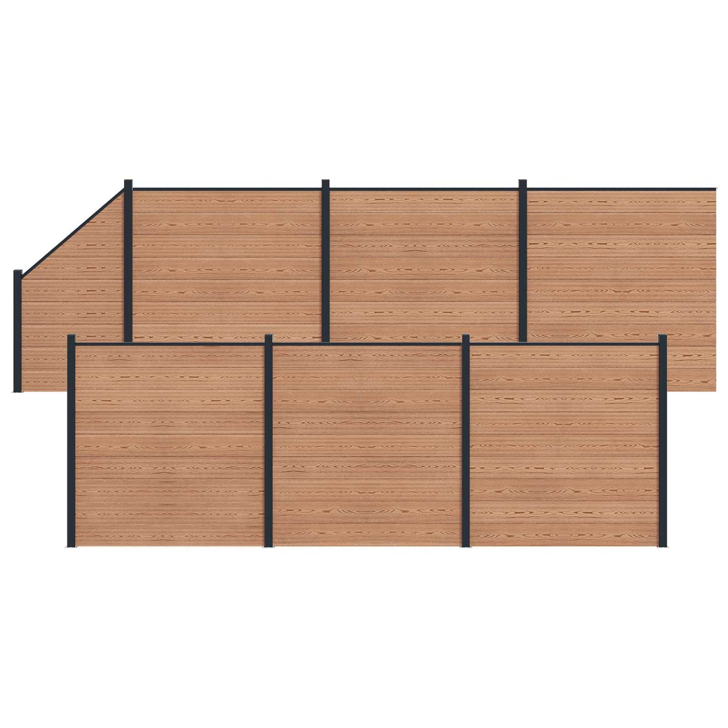 Fence Panel 7 pcs WPC and Aluminium Brown